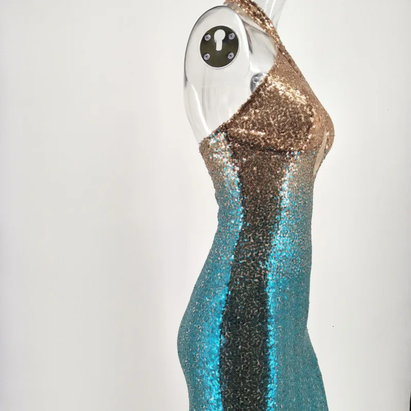 1829 Halter Neck Sequins Dress Women Bodycon Sleeveless Tight Mini Dresses Ladies Short Party Strapless Sexy Club Dress Summer