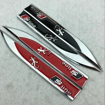 

2pcs Metal car Blade Labeling car side body decoration sticker car styling For Audi a3 a4 a5 a6 s4 s5 s6 s7 c5 c6 b7 b8 b6 q3 q5