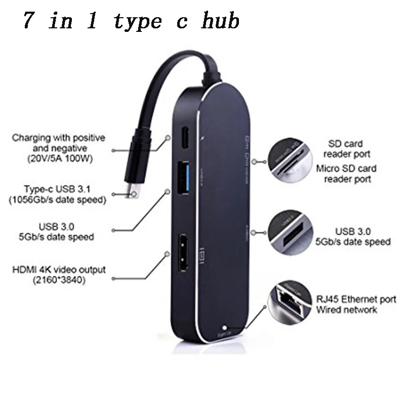Bkscy Тип C концентратор Usb C к Мульти USB 3,0 концентратор HDMI адаптер док-станция для MacBook Pro huawei P30/P20 USB-C 3,1 сплиттер 3 порта USB C концентратор