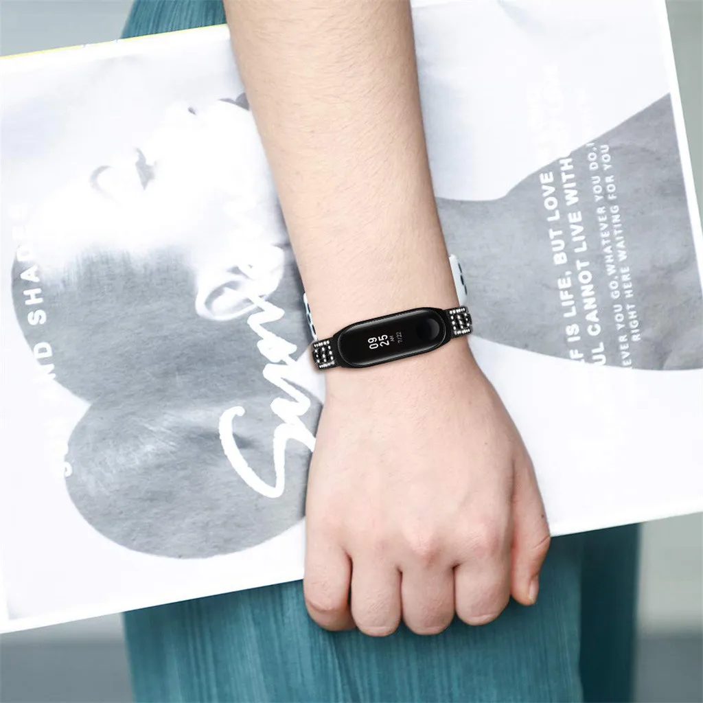 Ouhaobin браслет из нержавеющей стали для xiaomi mi band 3 4 металлический ремешок для часов с Чехол сменный ремешок для часов 1014#2