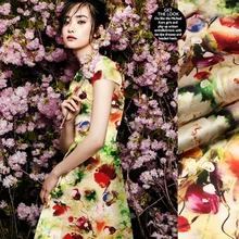 PRINT SILK ORGANZA SATIN FABRIC 135cm width 14momme