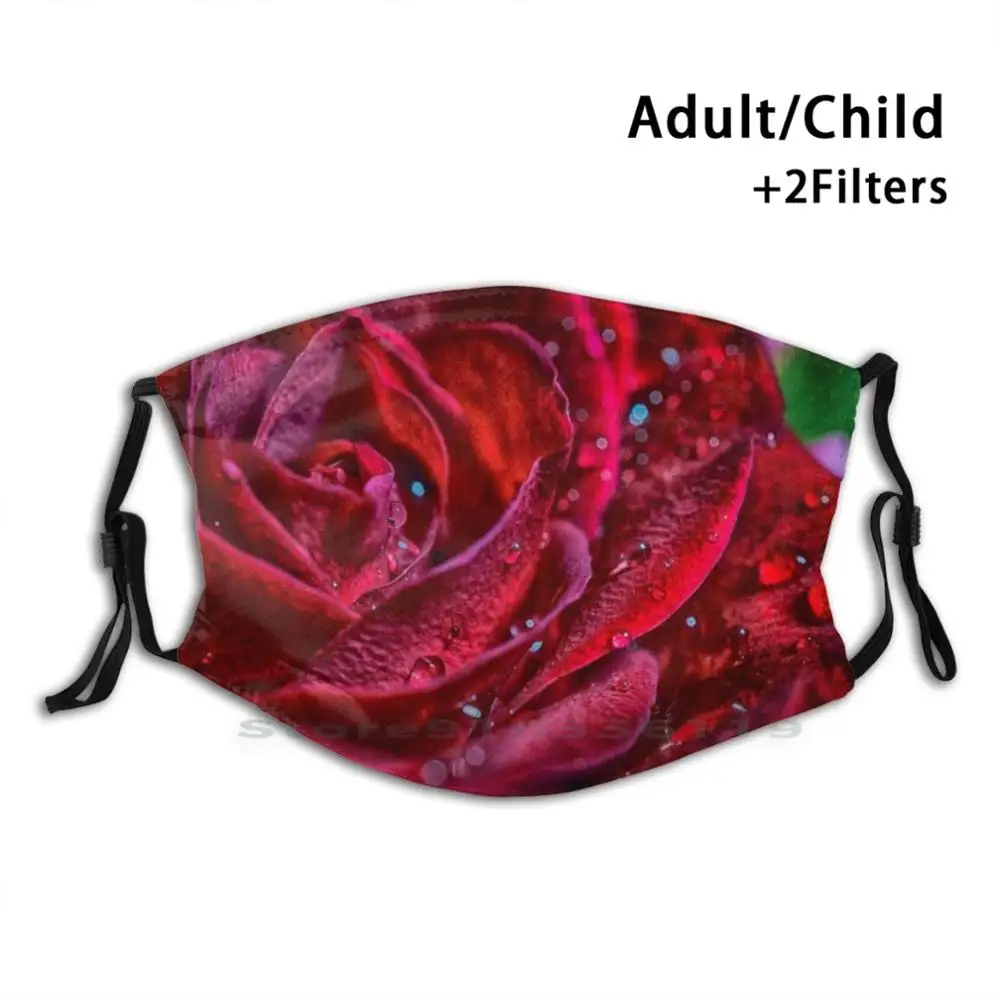 

Red Velvet Rose Design Anti Dust Filter Washable Face Mask Kids Red Velvet Rose Flower Floral Flowers Vine Beautiful Rich Dew