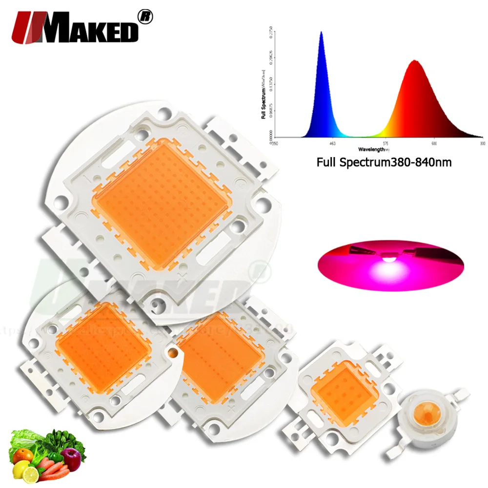 LED Grow Light Grow Light Grow Light-COB Chip 1W 3W 5W 10W 20W 30W 50W 100W Full Spectrum 380-840nm Plant Growth For LED Aquarium Hydroponice Lamps DIY