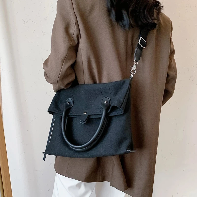 Weysfor Women Canvas Crossbody Bag Ladies Casual Shoulder Bag Foldable Reusable Shopping Tote Bags Beach Bag Female Canvas Bag