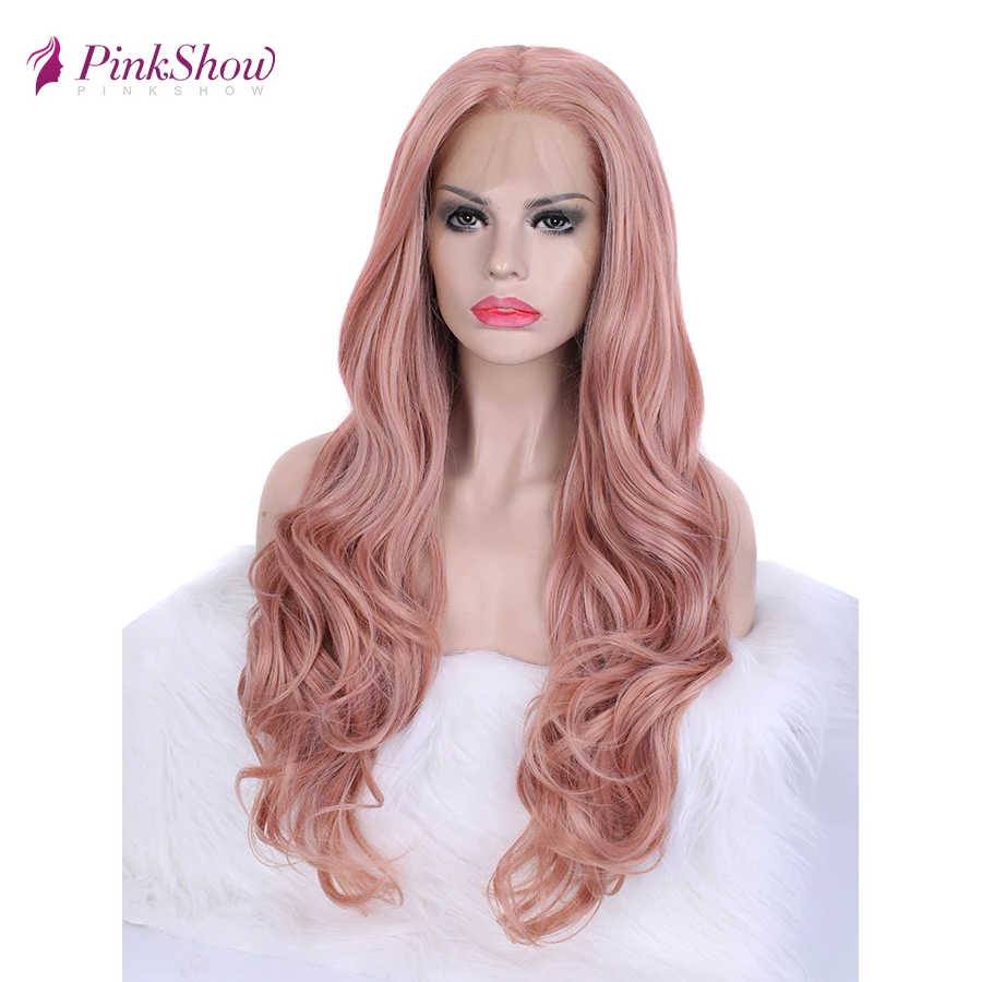 Pinkshow peruca dianteira do laço sintético rosa