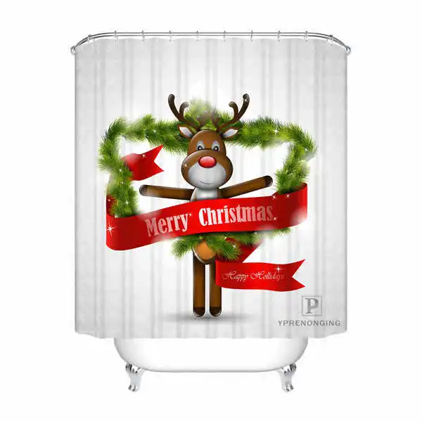 Shower Curtain Пользовательские Водонепроницаемый душ Шторы красный Рождественская елка напечатаны Ванная комната Декор различные размеры#180324-01-32 - Цвет: Shower Curtain