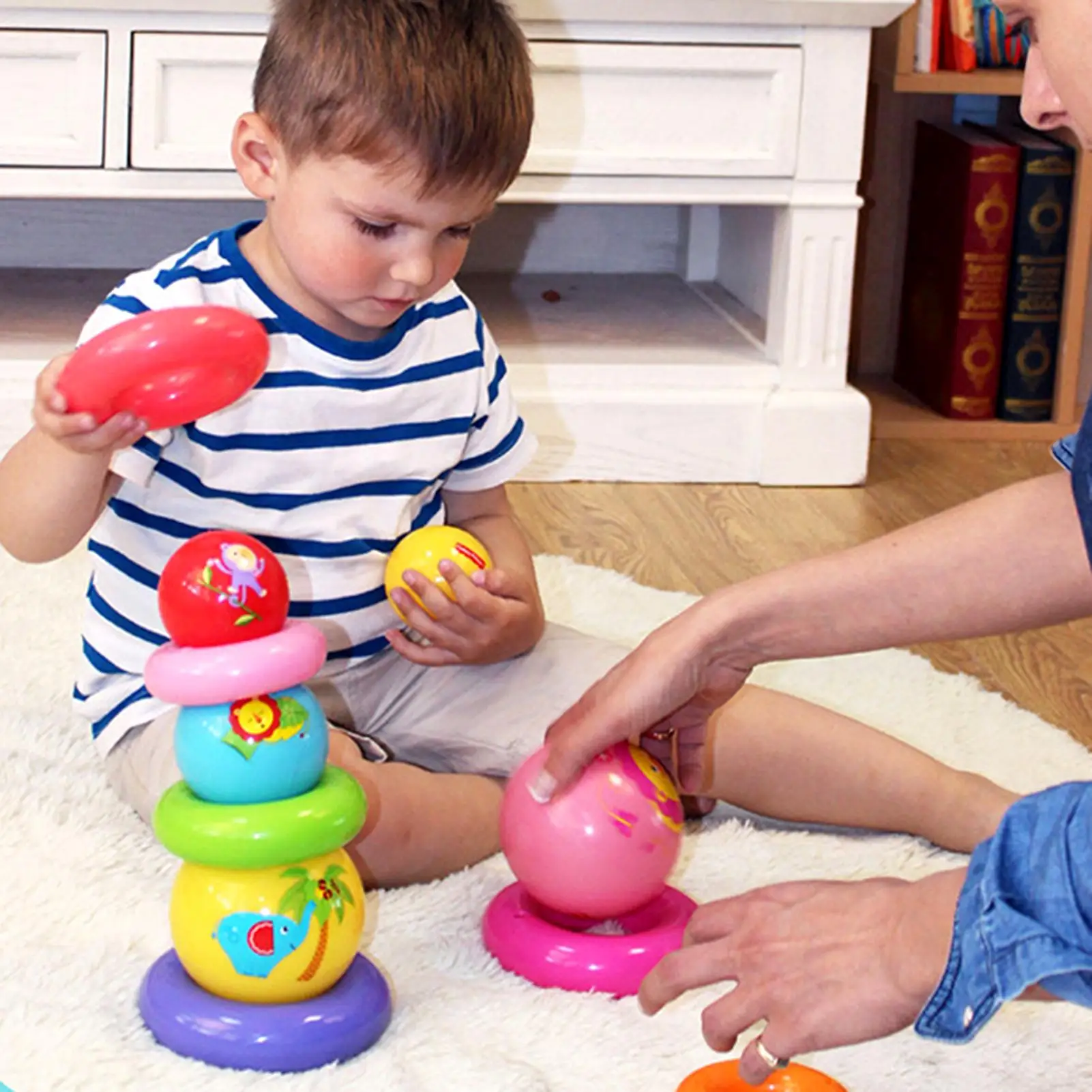 Ring Rainbow Tower Stacking Ball Set Kids Early Development Educational Toys for Children Gifts | Игрушки и хобби
