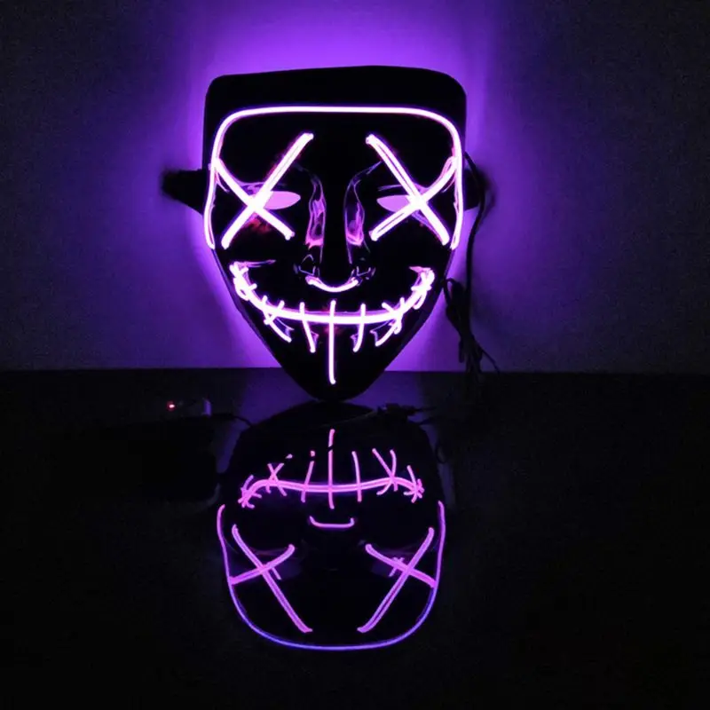 Хэллоуин страшная светящаяся Маска Косплей Led маска для костюма светодиодный провод для фестиваля вечерние, танцевальный мяч, Рейв Косплей