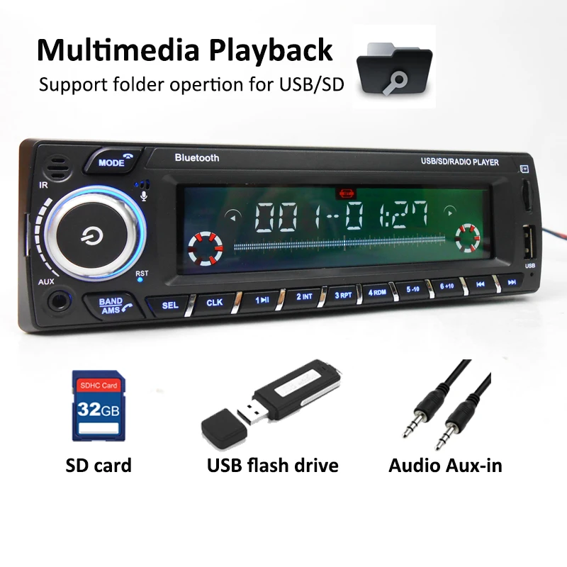 Andven Autoradio mit Bluetooth Freisprecheinrichtung, 1 DIN  MP3-Media-Player/FM Radio, Unterstützt AUX/TF Karten/Dual USB