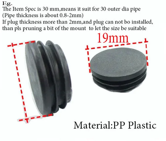 

Steel pipe plug,19mm tube insert end blanking pipe table feet pad plug pipe floor damping,scratch-proof anti scratch