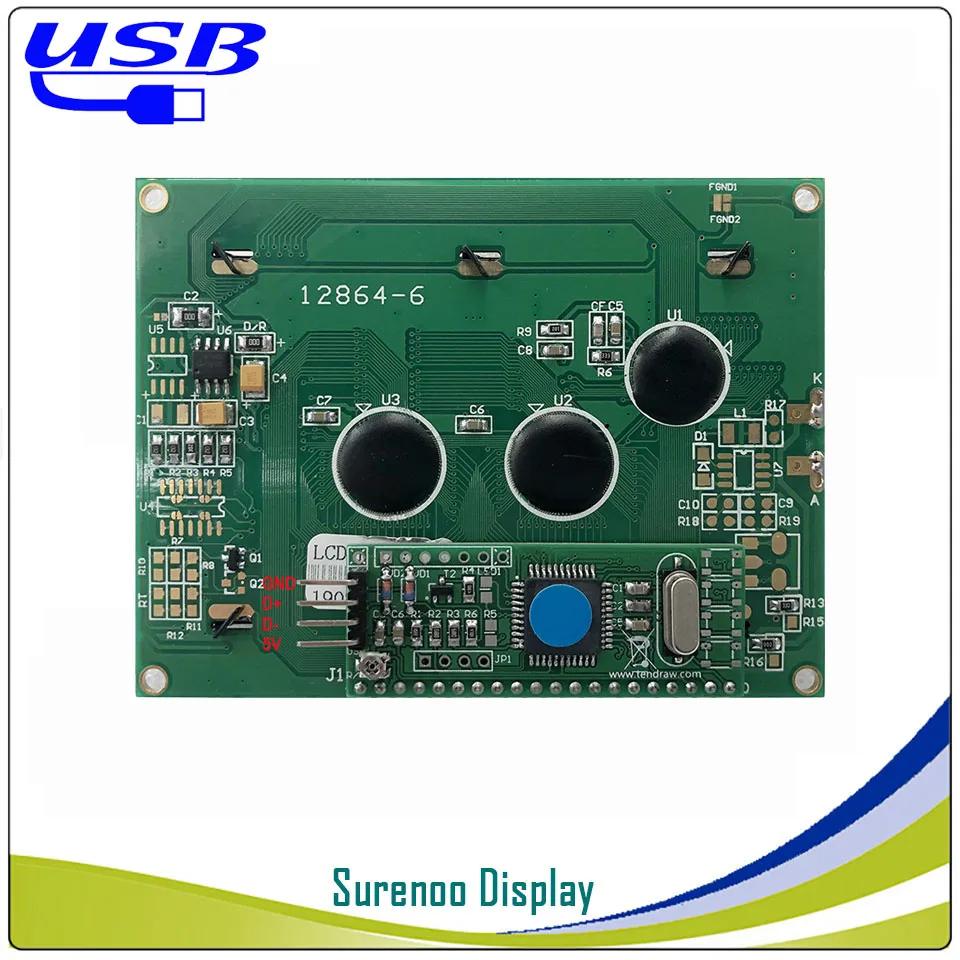 ЖК 2USB USB 12864 128X64 KS0108 Графический ЖК-модуль дисплей экран панель sutible AIDA64 для DIY ПК