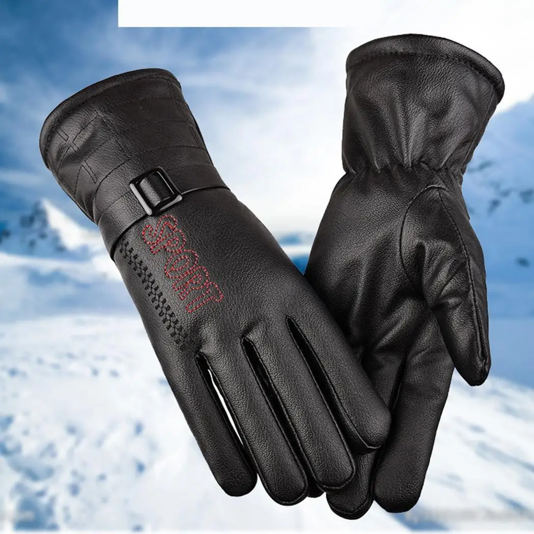 Men Motorcycle Leather Gloves Waterproof Anti-slip Common type, Sport type 30cm Gloves Winter Activity, 25cm