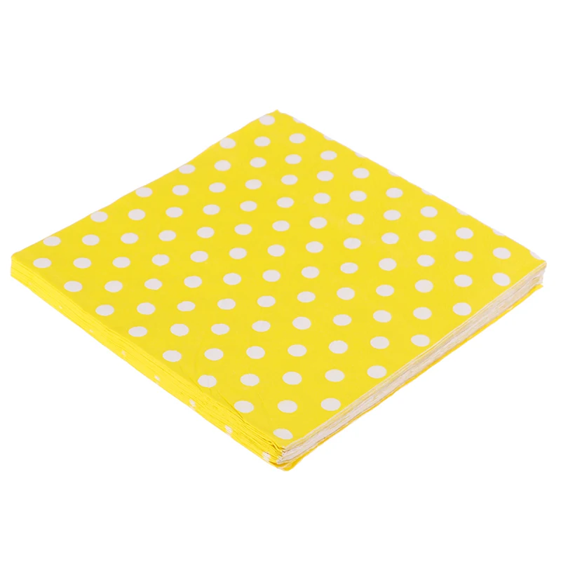 Yellow 20 шт. бумажные салфетки в горошек декупаж печатных напитков Baby Shower Свадебные События и вечерние салфетки для украшения салфеток - Цвет: Yellow