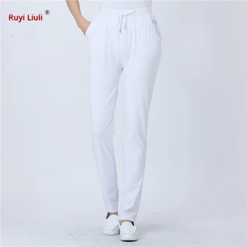 

New/Arrival 100% Cotton High Quality Elastic Nurse Pants Surgical Doctor Medical Workwear Pant Beautician Dentist Knitted Pants