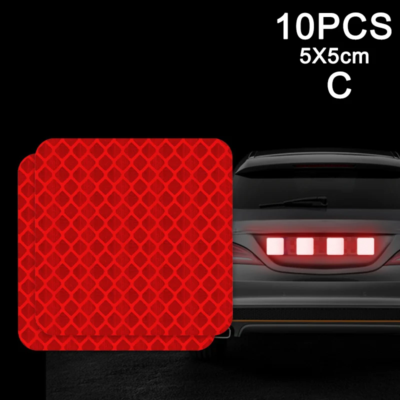 10 шт. двери автомобиля Стикеры наклейка Предупреждение лента светоотражающая Стикеры крепления светоотражающей полоски YAN88 - Цвет: red C