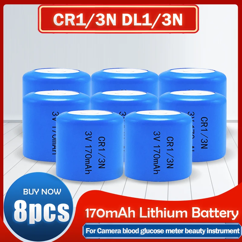 8PCS/Lot 3V Lithium Battery CR1/3N CR13N M6 M7 DL-1/3N CR13N 2L76 Button Cell For Camera Blood Glucose Meter Dry Primary Battery battery pack for camping