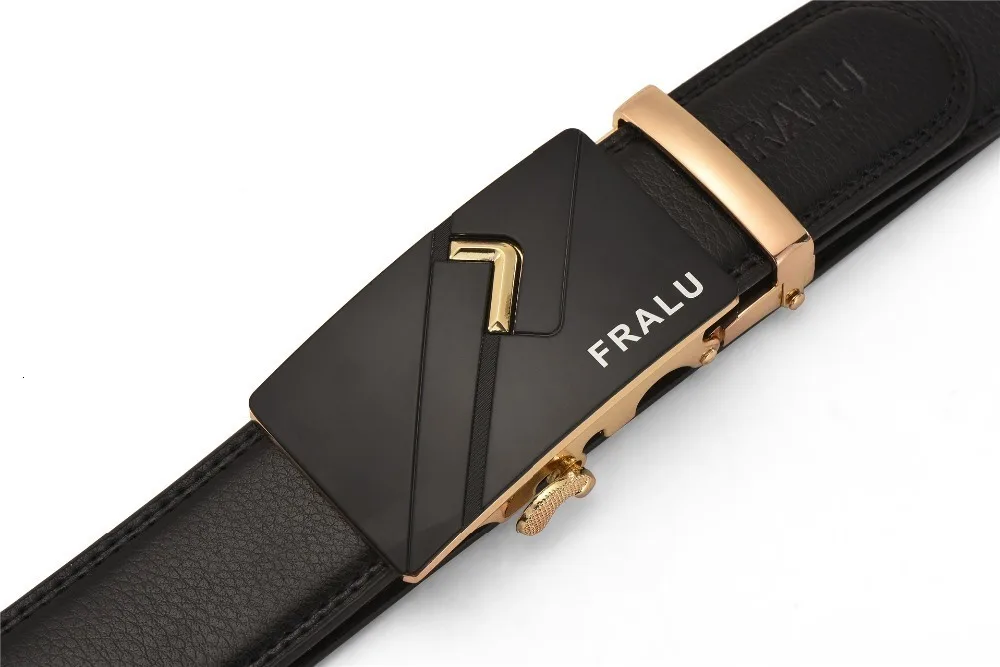 FRALU, известный бренд, мужской ремень, высокое качество, натуральная кожа, роскошный, мужской ремень, металлическая Автоматическая пряжка, 110-150, длинный