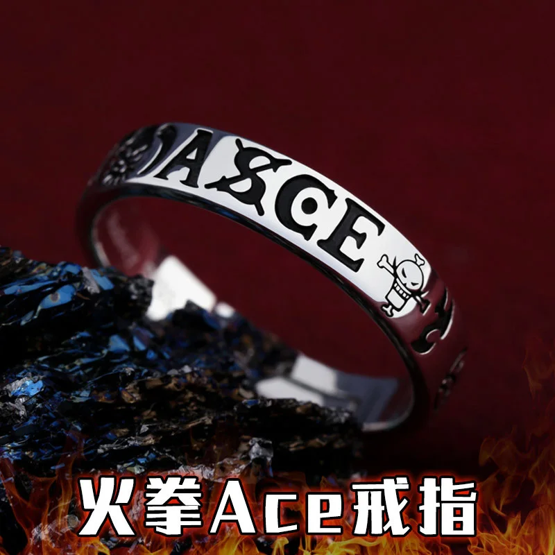 Anime Trafalgar Law Luffy Hat Portgas D Ace Adjustable Ring for Men Women 925 Sterling Silver Rings Cosplay Jewelry 5