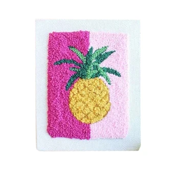 

DIY Knitting Wool Rug Hooking Kit Handcraft Woolen Embroidery Gift 25 x 34cm Rectangle Embroidery Frame Punch Needle Pineapple