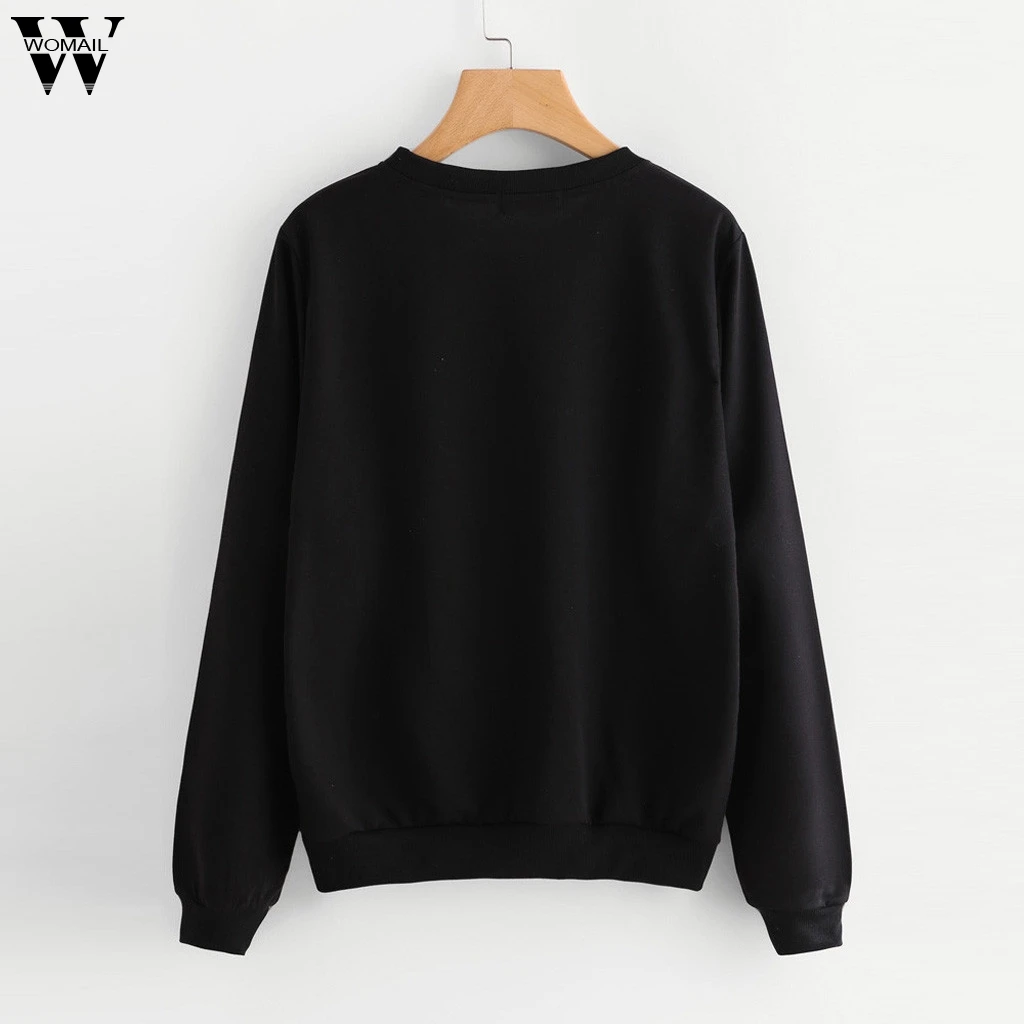 Womail Sweatshirts Women's Fashion Punk Long Sleeve O-Neck Moon Pullover Autumn Sweatshirt Casual Women Sweatshirt S-XL