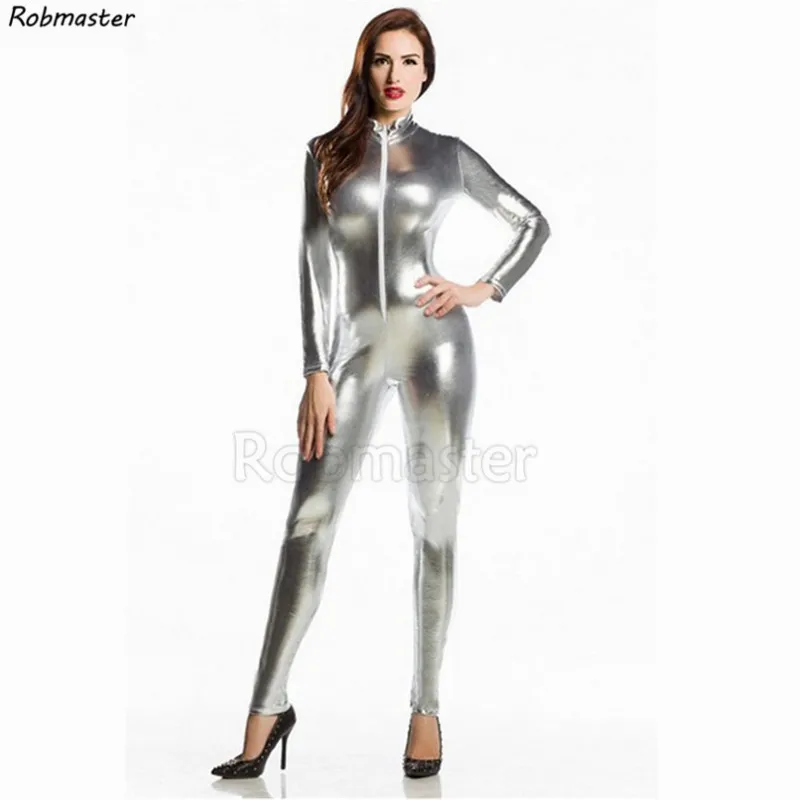 Сексуальный женский комбинезон с длинным рукавом Zentai сексуальный черный