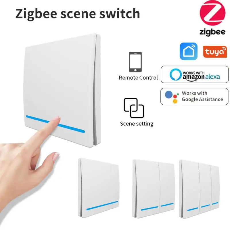 Беспроводной настенный выключатель 1/2/3 gang Tuya zigbee передатчик безопасности для