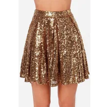 Плиссированные трапециевидные мини-юбки женские однотонные золотистые Искрящиеся, с блестками, сексуальные вечерние, на молнии, 90 s, женская уличная одежда с высокой талией