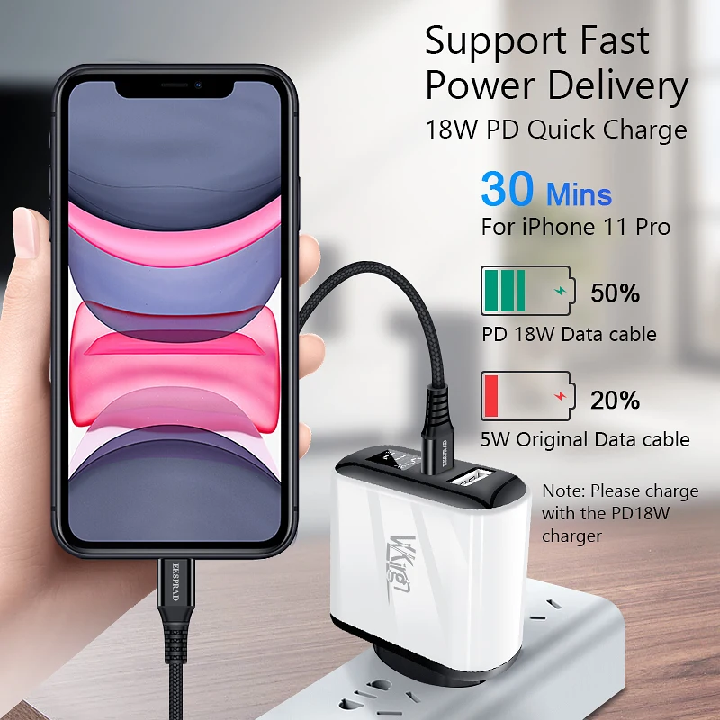 18 Вт PD зарядный кабель USB C для Lightning Кабель для iPhone 11 Pro зарядный кабель type C кабель для передачи данных для Apple 11 Pro USB C шнур