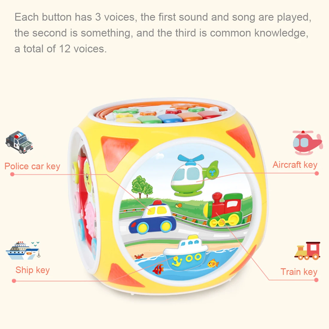 Wisdom Kingdom Toy Детский многофункциональный игровой стол Шестигранная развивающая обучающая игрушка для детей Детские музыкальные игрушки-красный желтый