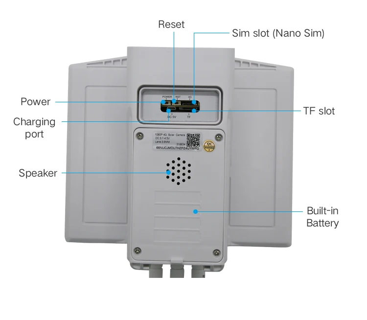 Наружная камера 4G на солнечных батареях, цилиндрическая IP камера 1080P HD P2P 4G Sim карта, Проводная камера 4G