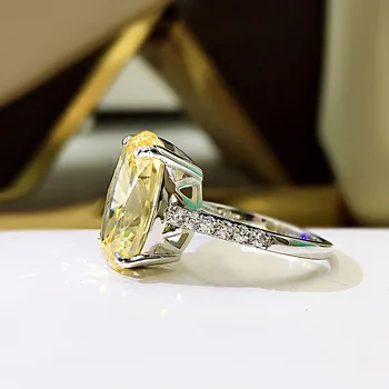 9*13MM Egg-shaped Yellow High Carbon Diamond Ring Woman S925 Silver Fine Jewelry Wedding Party Birthday Gift 3