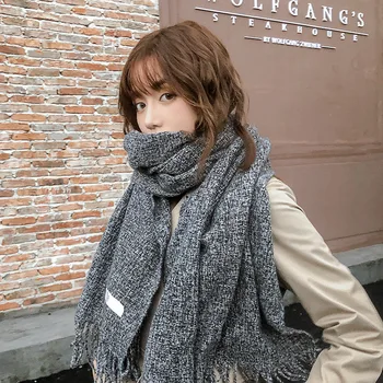 

TagerWilen Luxury Brand Winter Scarf Women 2019 Female Solid Color Snow Wool Cashmere Scarf Pashmina Tassels Girls Wrap Shawl