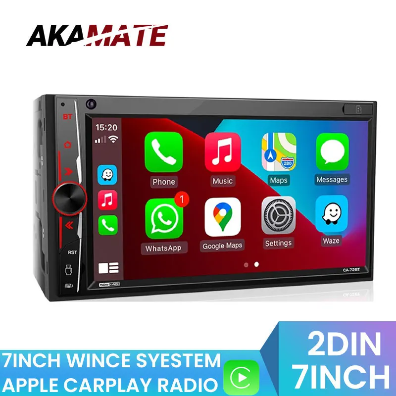 Универсальный MP5-плеер 2Din MP3-плеер с поддержкой Mirrorlink микрофоном AHD Apple Carplay Bluetooth FM