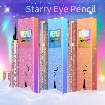 

1pc Quick-dry Eyeliner Pen Makeup Starry Galaxy Waterproof Sweatproof Long Lasting Not Blooming Smooth Black Liquid Eyeliner Ins