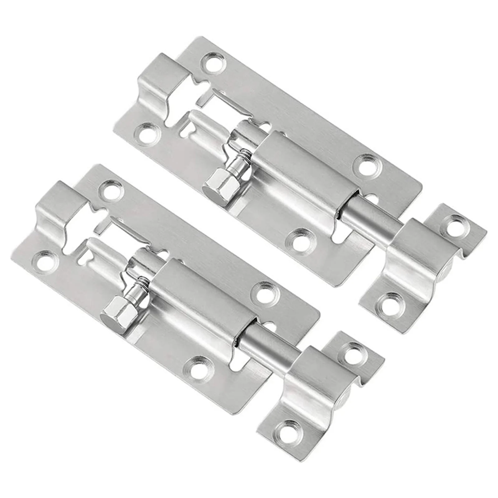 

2 pcs 3 Inches Slide Latching Lock Thickened Stainless Steel Slide Lock with 6 Screw Holes for Door Household Bolts