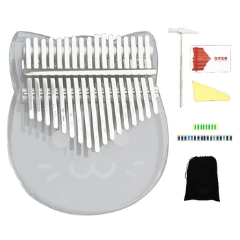 

17 Keys Kalimba Thumb Piano Transparent Acrylic Keyboard Instrument with Hammer for Beginners Children Girl Kids