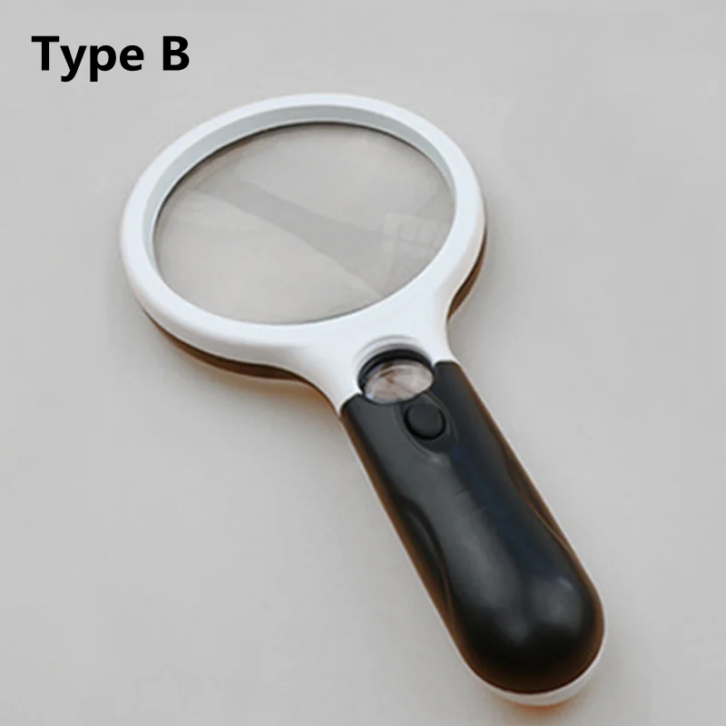 45X 3X Professional Magnifying Glass Jewelry Loupe With LED Light Handheld  Magnifier Lupa For Coins Stamps Kids Seniors Reading - AliExpress