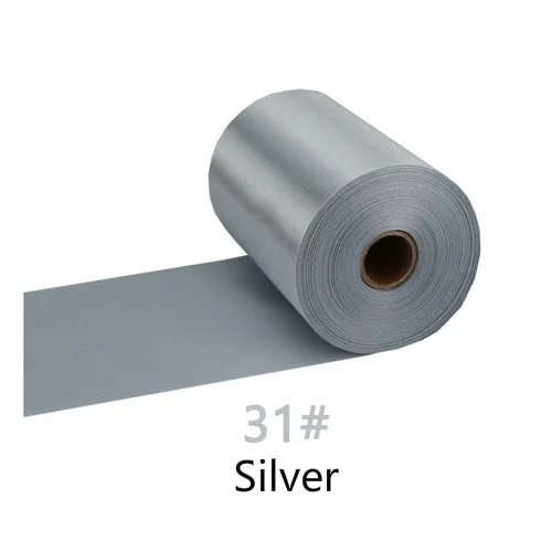 25Meters/Roll 8cm/10cm/15cm Silk Satin Ribbons DIY Wedding Chair Sashes Christmas Gift Wrapping Decoration Silk Ribbons Ruban 31-Silver
