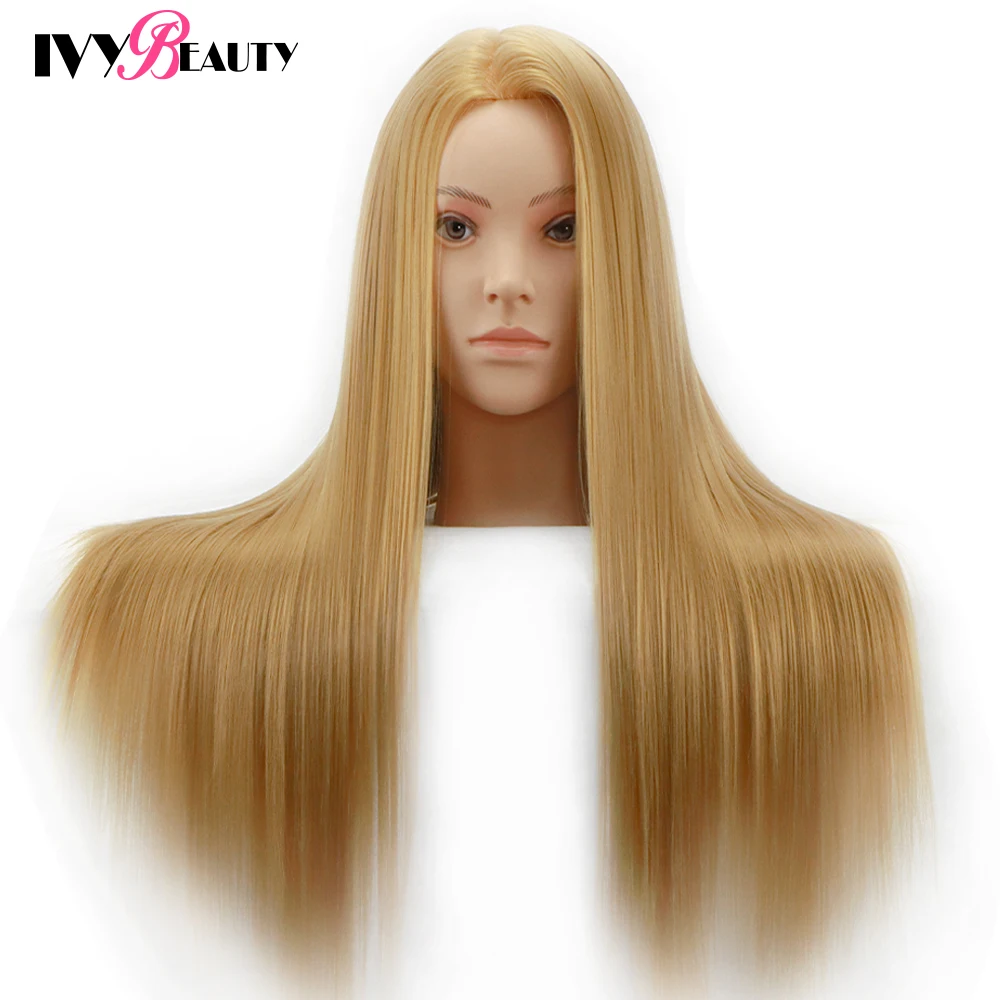 Teste di manichino con capelli da 65 cm per acconciature Tete De Cabeza Manichino Bambole fittizie Testa per parrucchiere Pratica acconciature - immagine 3