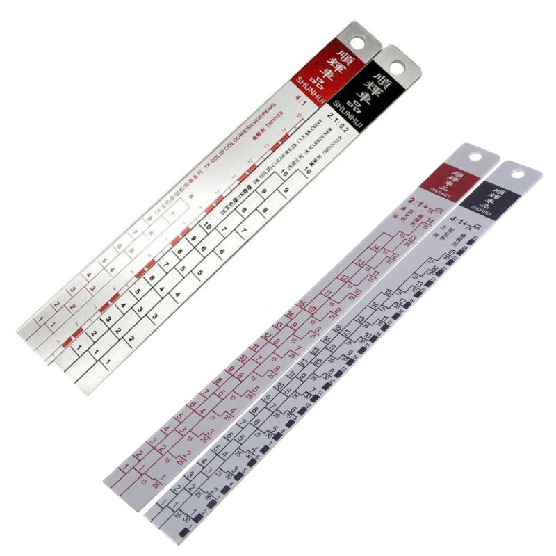 Paint Ruler Mixing Tool Standard Car Paint Ruler Tool Black/R-ed Rulers