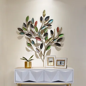 

European Style Wrought Iron Leaf 3D Stereo Wall Hanging Decorative Craft Decoration Bedroom Wall Stickers Ornaments R2230