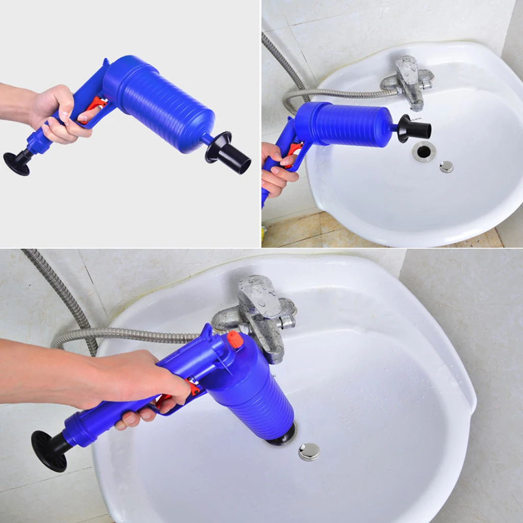 

Air Power Drain Blaster High-Pressure Powerful Manual Sink Plunger Opener Cleaner Pump For Bath Toilets Bathroom New J24