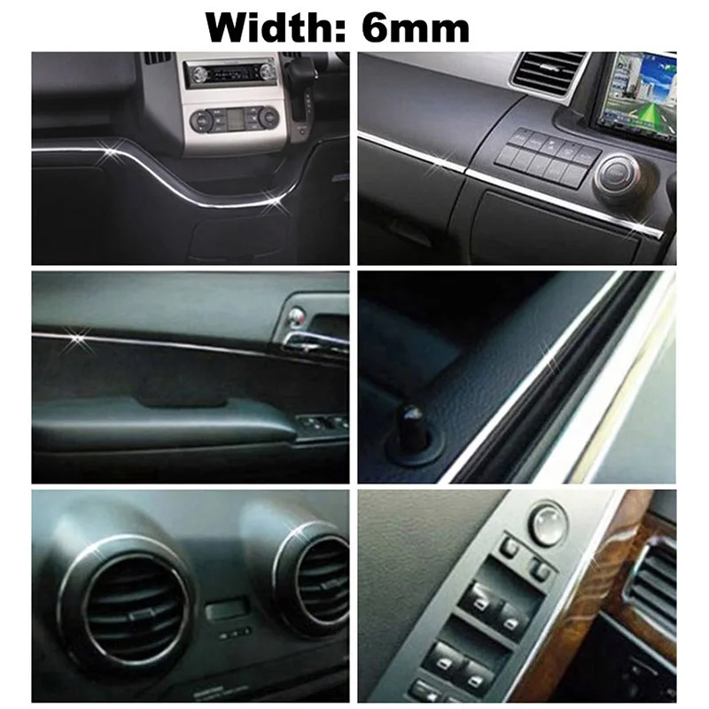 Door Window Mirror Body Molding Strip Sticker Trim Cover Decoration Protection PVC 3M 6mm Car Styling Chrome Decorative Strips car stickers car window stickers car door moulding trim window door cover trim car window trim stickers car window trim car window protector strip car seal strip car rearview mirror protector