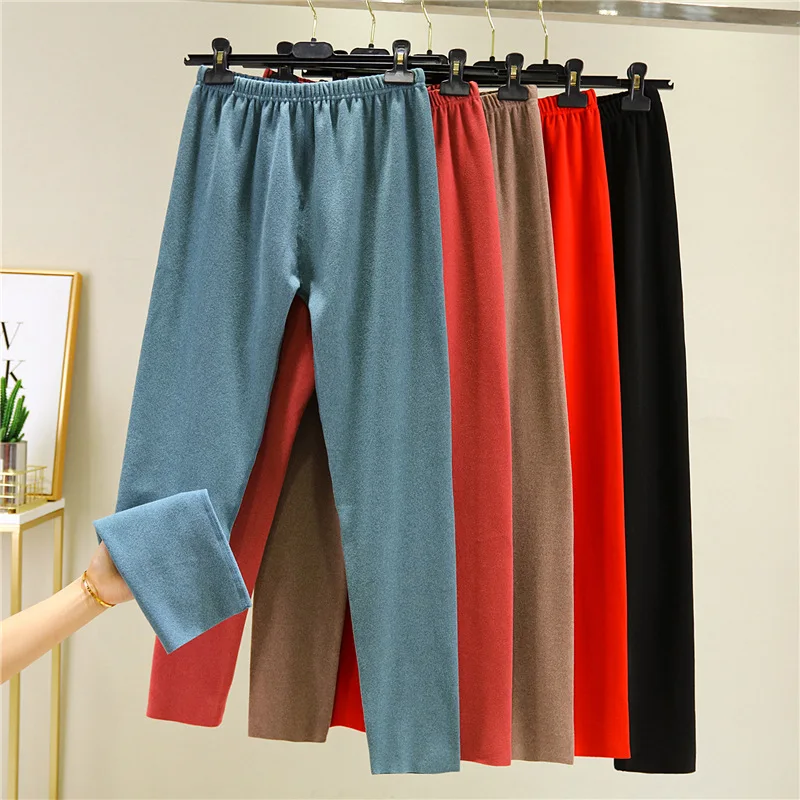 Thick Leggings Women New Velvet Skinny Long Johns High-Waisted Trousers with Velvet Double-Sided Plush Warm-Keeping Pants