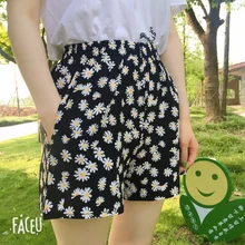 

Korean Casual Plus Size High Waist Chiffon Wide Leg Shorts Summer Women Daisy Polka Dot Loose Shorts Female Fashion Streetwears