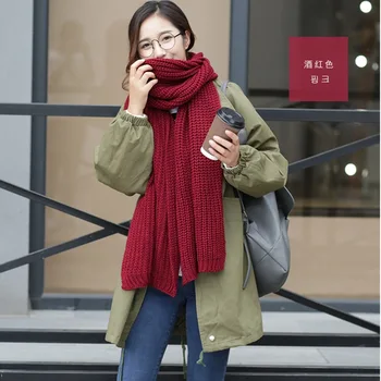 

Korean-style Winter Scarf Women's New Style Solid Color Knit Scarf Chunky Yarn Scarf Gold Pin Scarf Women's Dual Use Scarf