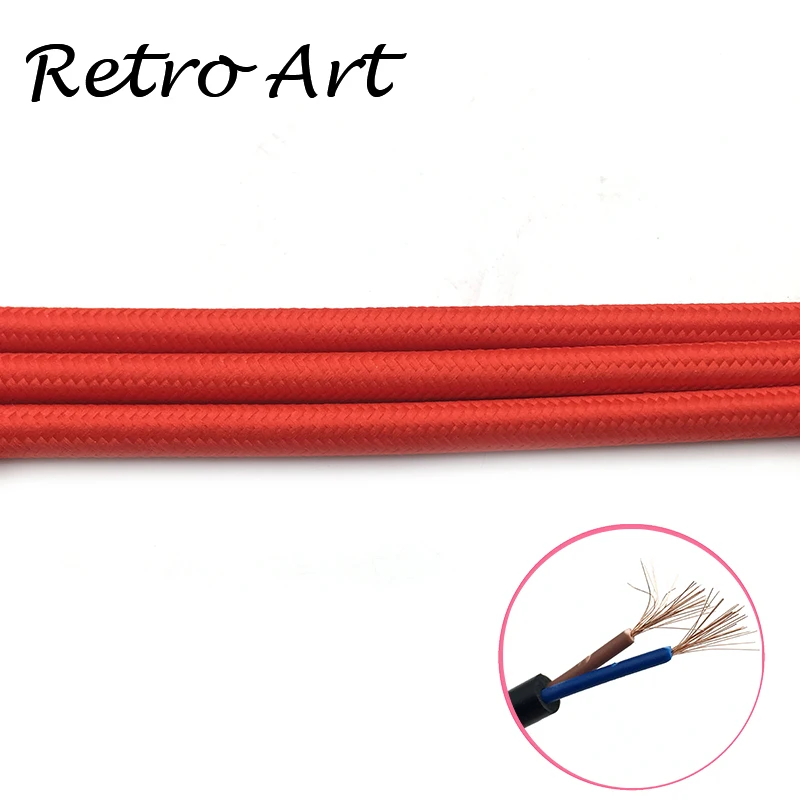 

Antique Cloth Covered Electrical wire Vintage Fabric Braided cable Retro textile Pendant lamp cord 2*0.75MM