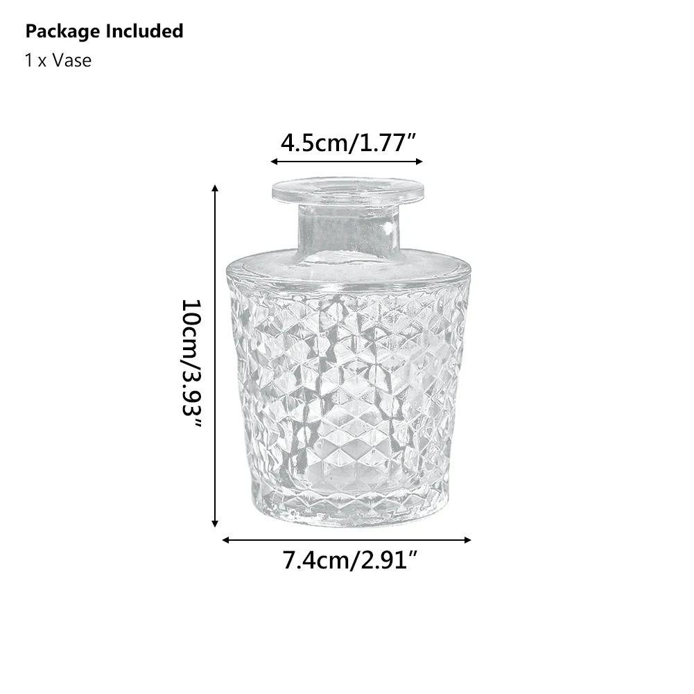 7x14cm Small Textured Clear Glass Bottle Vase Vintage Stem Bud Flower 