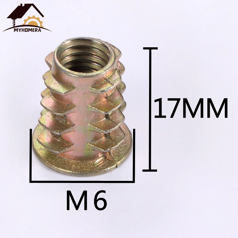 M6x17mm Myhomera 10 шт. мужской женский разъем Гайка шурупы для дерева Шестигранная розетка фурнитура для кухонной мебели шкаф кровать разъемы болт - Цвет: M6x17mm