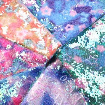

50*140cm Star Mermaid Reversible Sequins Sparkly Color Fabric,DIY Crafts For Dress Cushion Cloth for Sewing Quilting,c10707